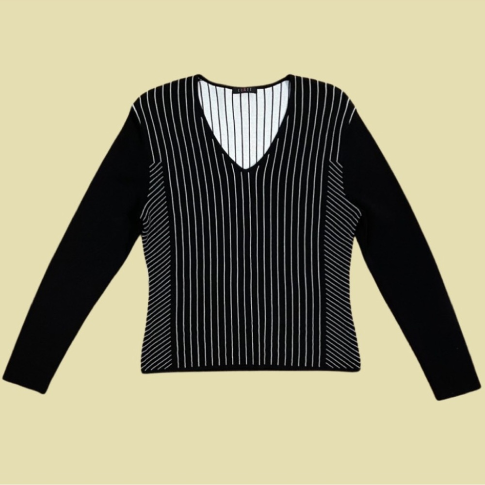 Cyrus Black and White Vertical Stripe Sweater - Picture 10 of 11